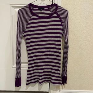 Gap striped long sleeve shirt in purple and grey, size medium
